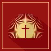 radiating cross in red and gold 