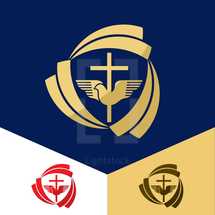 dove, cross, logo, icon, shield, badge 