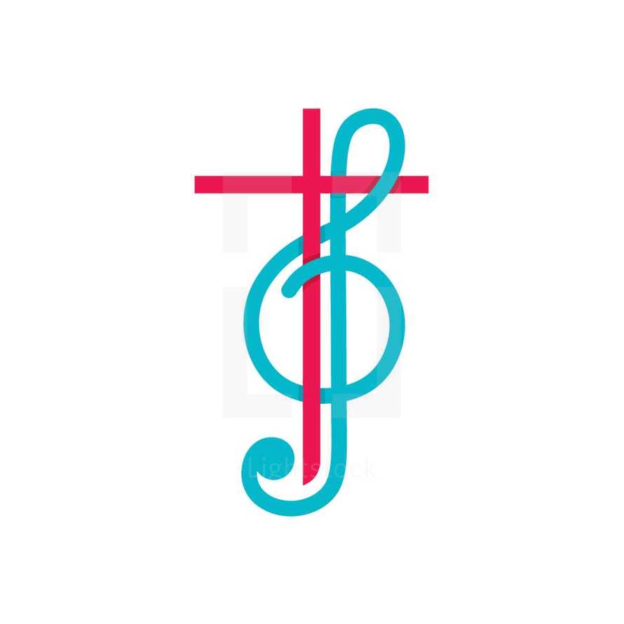 red cross icon and clef note 