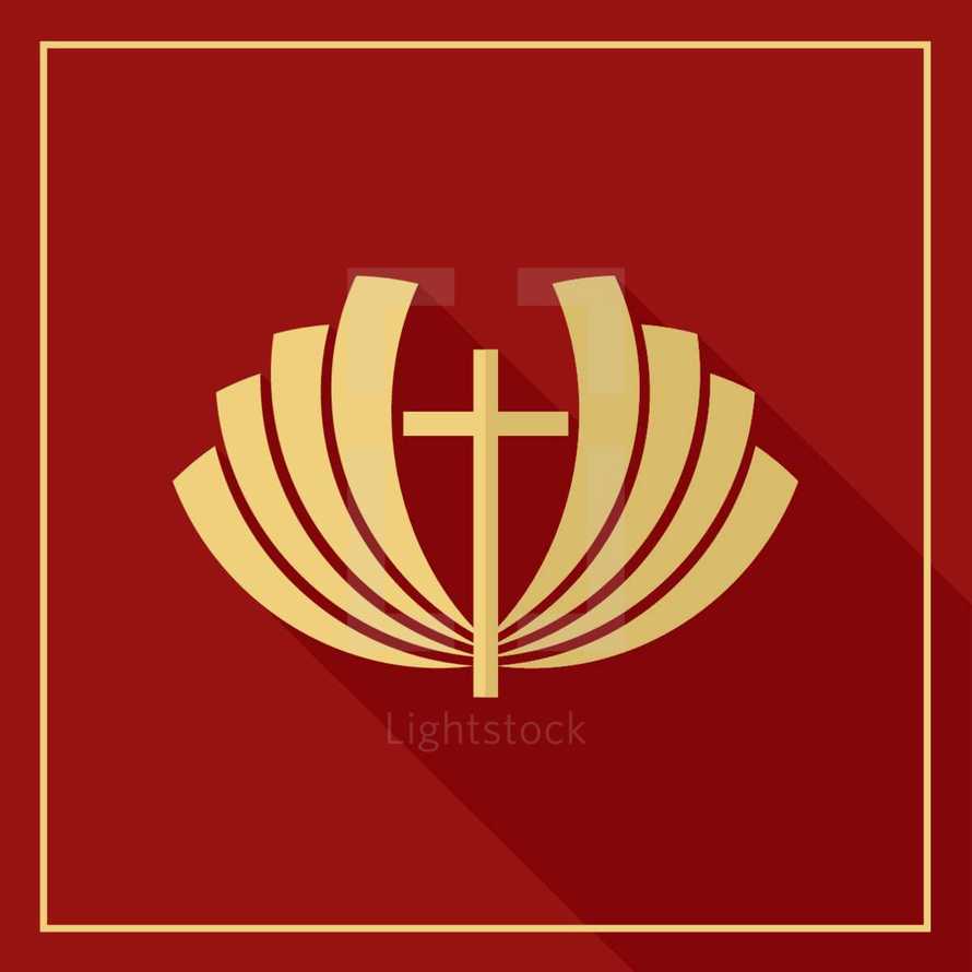 cross logo in red and gold 