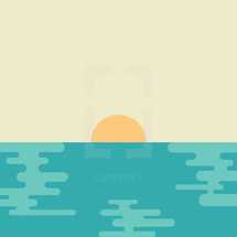 sunset over water icon