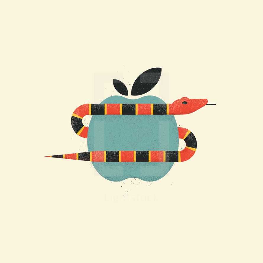 serpent around an apple 