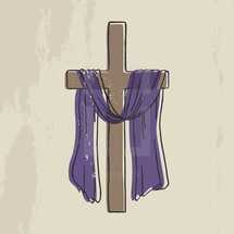 purple shroud on a cross