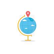 GPS locator on a globe
