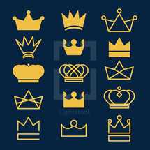 Set of crown icon illustrations. 