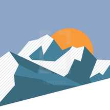 mountain and sunrise vector 
