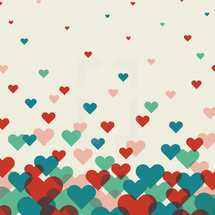 red, blue, pink, green, hearts, pattern, background 