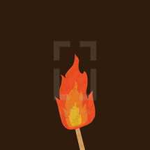 grunge illustration of a small flame.