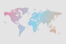 world map made up of colorful dots.