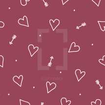 hand drawn hearts and arrows pattern 