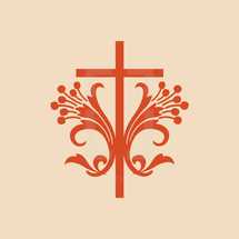 red scrolled cross