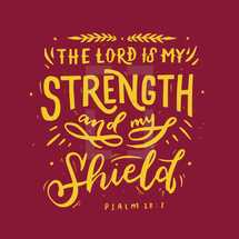 the lord is my strength and my shield, Psalm 28:7