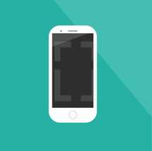 mobile phone colored vector on blue background 