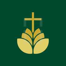 leaves and cross logo 