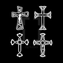 white hand drawn crosses 