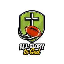 all glory to god football on a shield 
