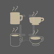 steaming coffee cups icons