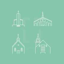 line drawings of churches