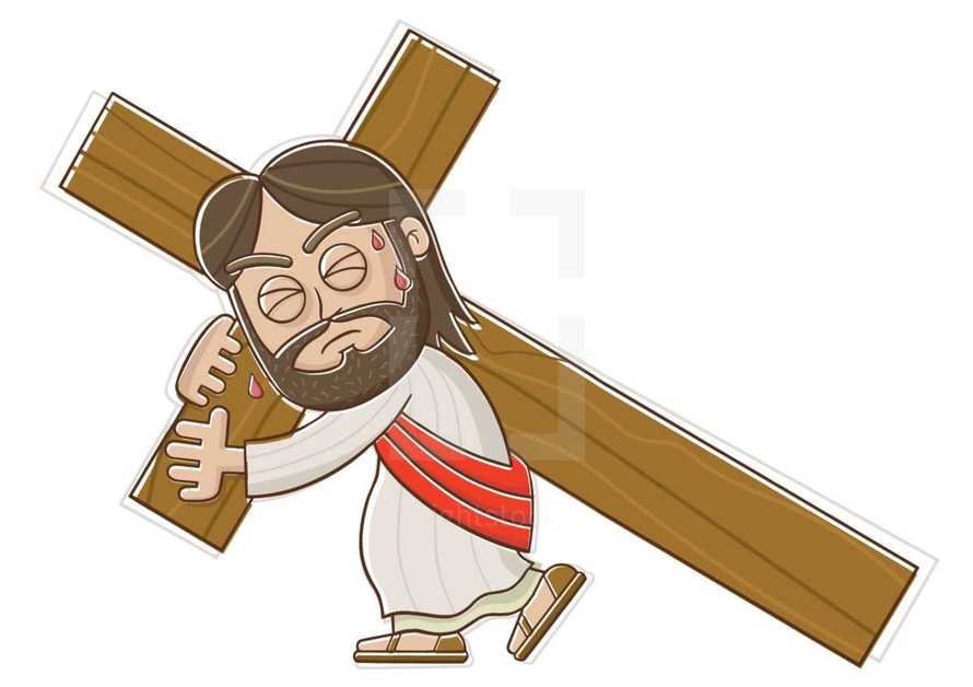 Jesus walking with the cross