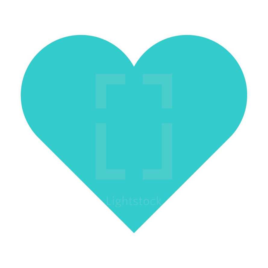 Blue heart icon isolated on white background. The green heart symbol for love emotions created in flat design style. The multimedia turquoise heart button is intended for an audio music or movie video player. The green heart icon for the content you like is designed to use a Graphical User Interface. The medical blue heart sign can be used for the cardiology department at the clinic for heart disease. The design graphic element is saved as a vector illustration in the EPS file format for your design projects.