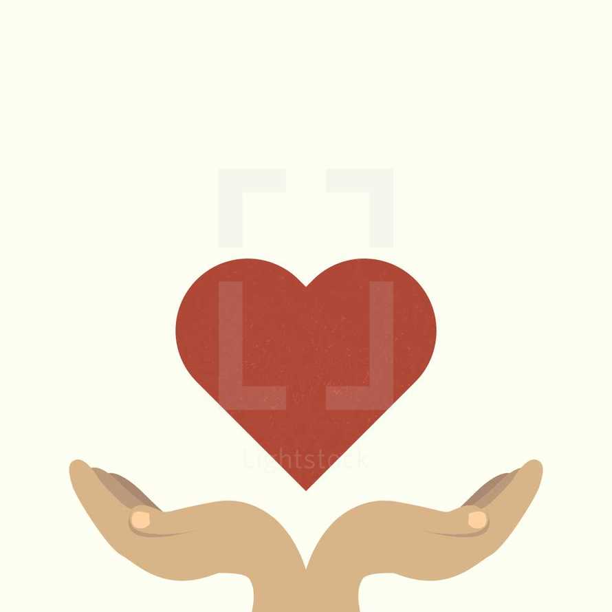 illustration of hands holding a heart.