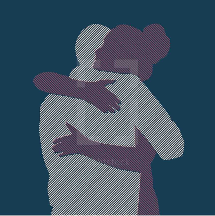 couple hugging silhouette 