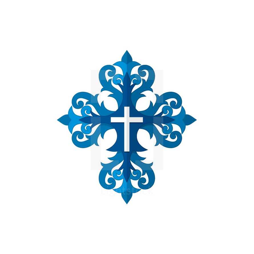 ornate blue cross icon