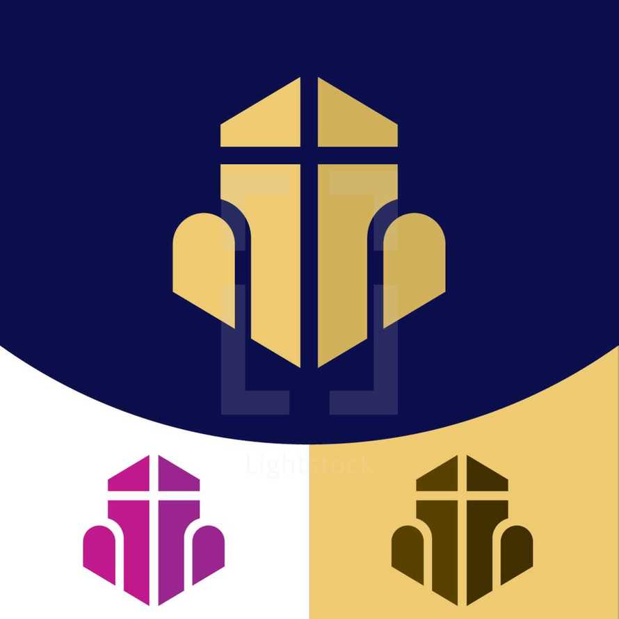 church windows and cross logo 
