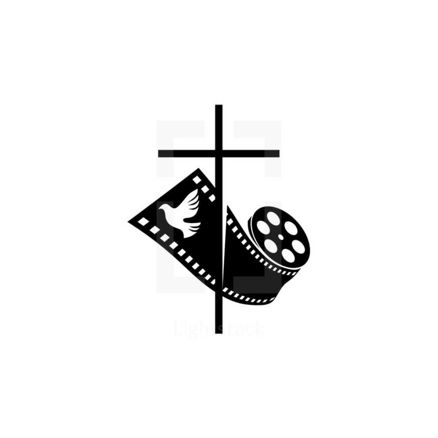 cross and dove with film logo 