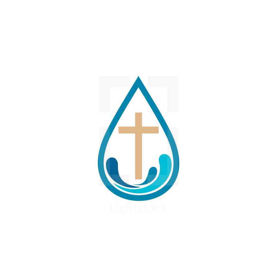 cross in a water droplet 