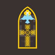 dove, cross, window, church window, holy spirit, icon 