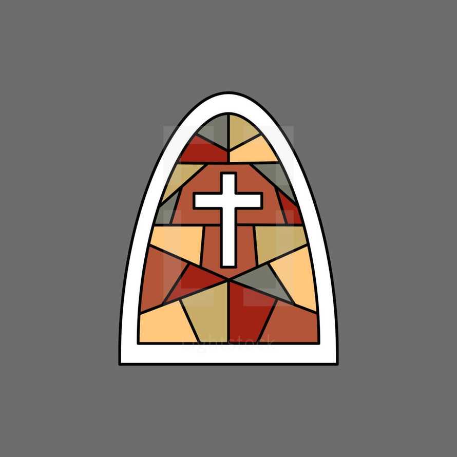 stained glass window with cross