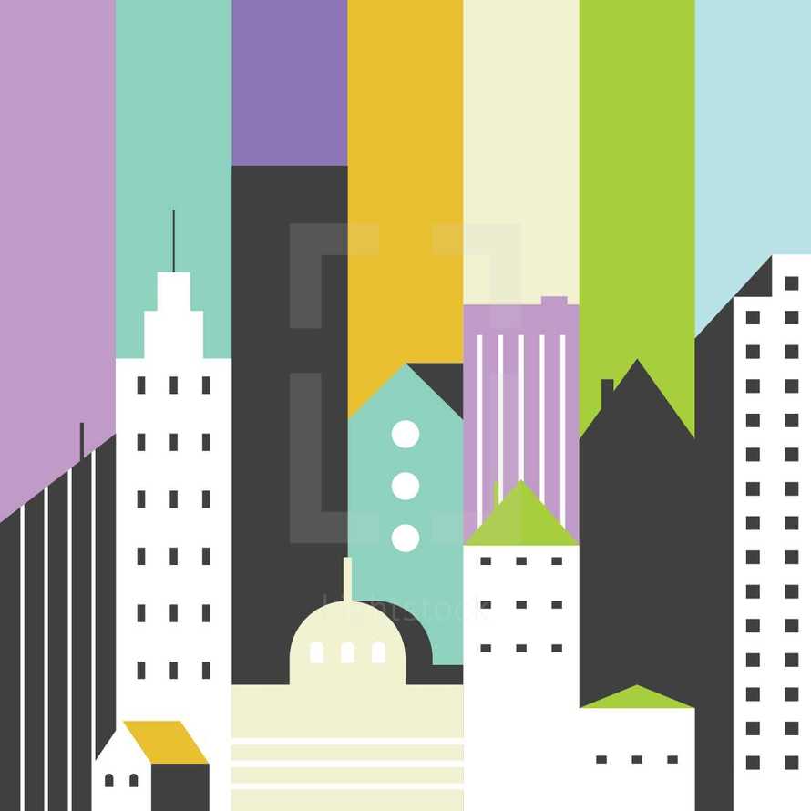 colorful and modern city illustration 