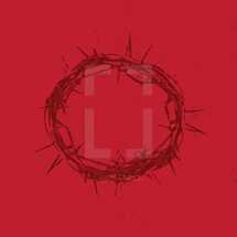 crown of thorns on red background 