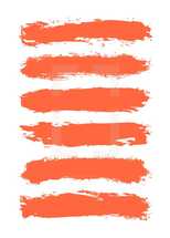 The red paint brush stroke is drawn by hand. Paintbrush drawing on canvas. Hand-drawn brushstroke orange texture on paper. Rectangle shape. The graphic element saved as a vector illustration in the EPS file format for used in your design projects. 