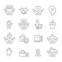 Church, Social Care and Ministry Line Icons
