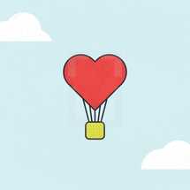 heart hot hair balloon illustration.