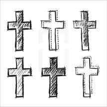 sketched crosses 