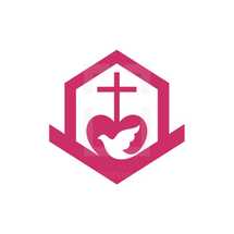 pink, cross, heart, dove, white, logo, icon