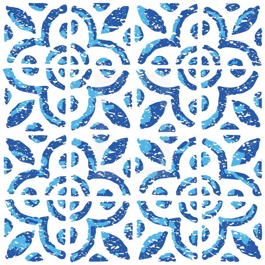 floral tile pattern. Seamless pattern with dutch ornaments in delftware or delft blue pottery style. Delft Kitchen and Fireplace Tiles. Graphic element for design saved as an vector illustration in file format EPS