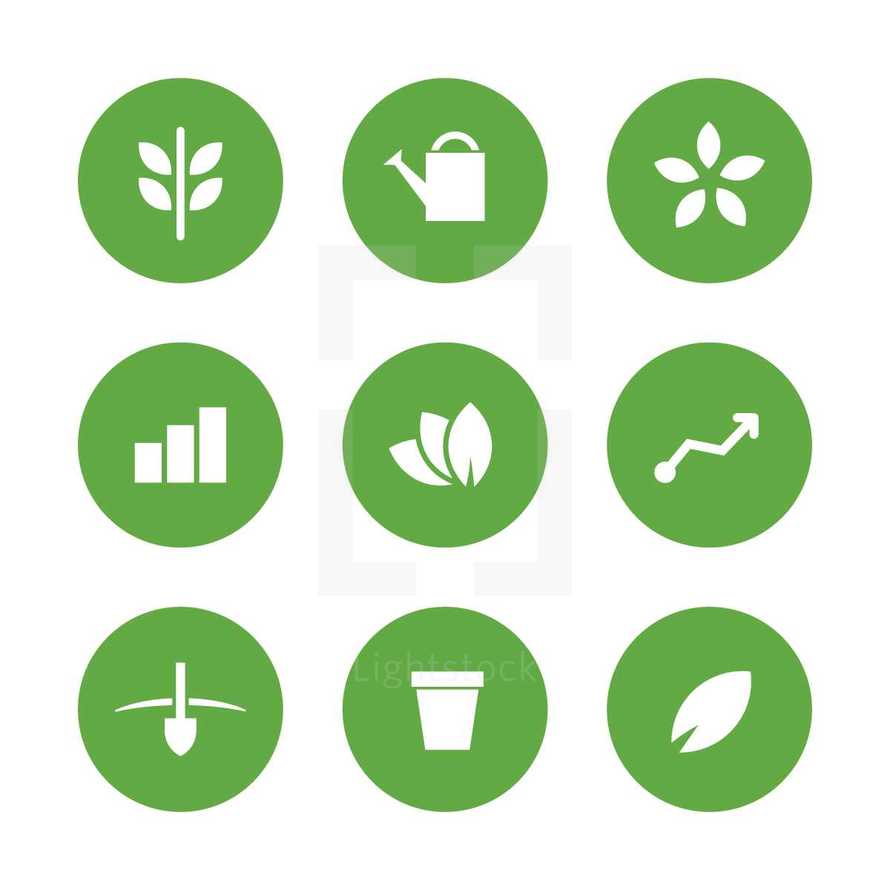 Growth and planting icons. 