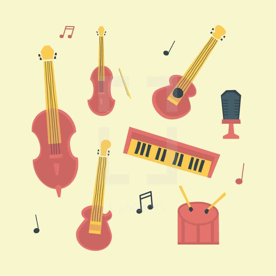 musical instrument icon set 