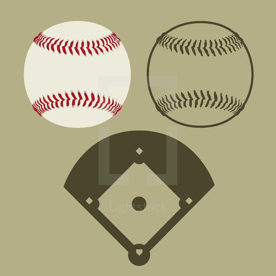 baseball and baseball diamond 
