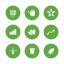 Growth and planting icons. 