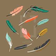 hand drawn feathers 