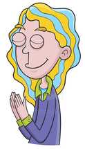 a girl cartoon with praying hands 