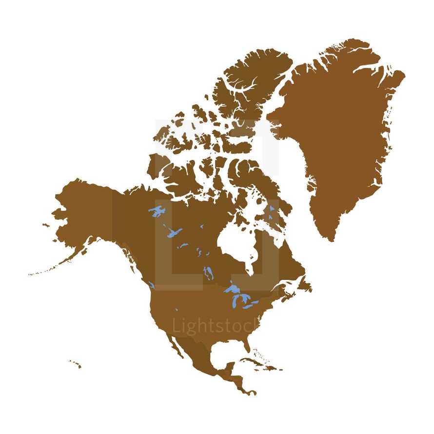 North American continent illustration.