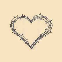crown of thorns in the shape of a heart.