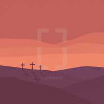 Crosses at Calvary illustration.