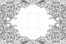 floral frame in black and white 